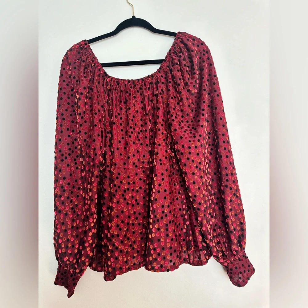 Lane Bryant Classic Peplum Burnout Dot Top